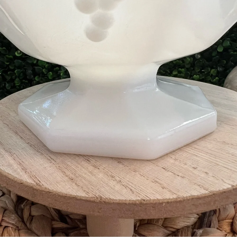 Vintage Anchor Hocking Milk Glass Pedestal Footed Bowl Compote Grapes Candy Dish